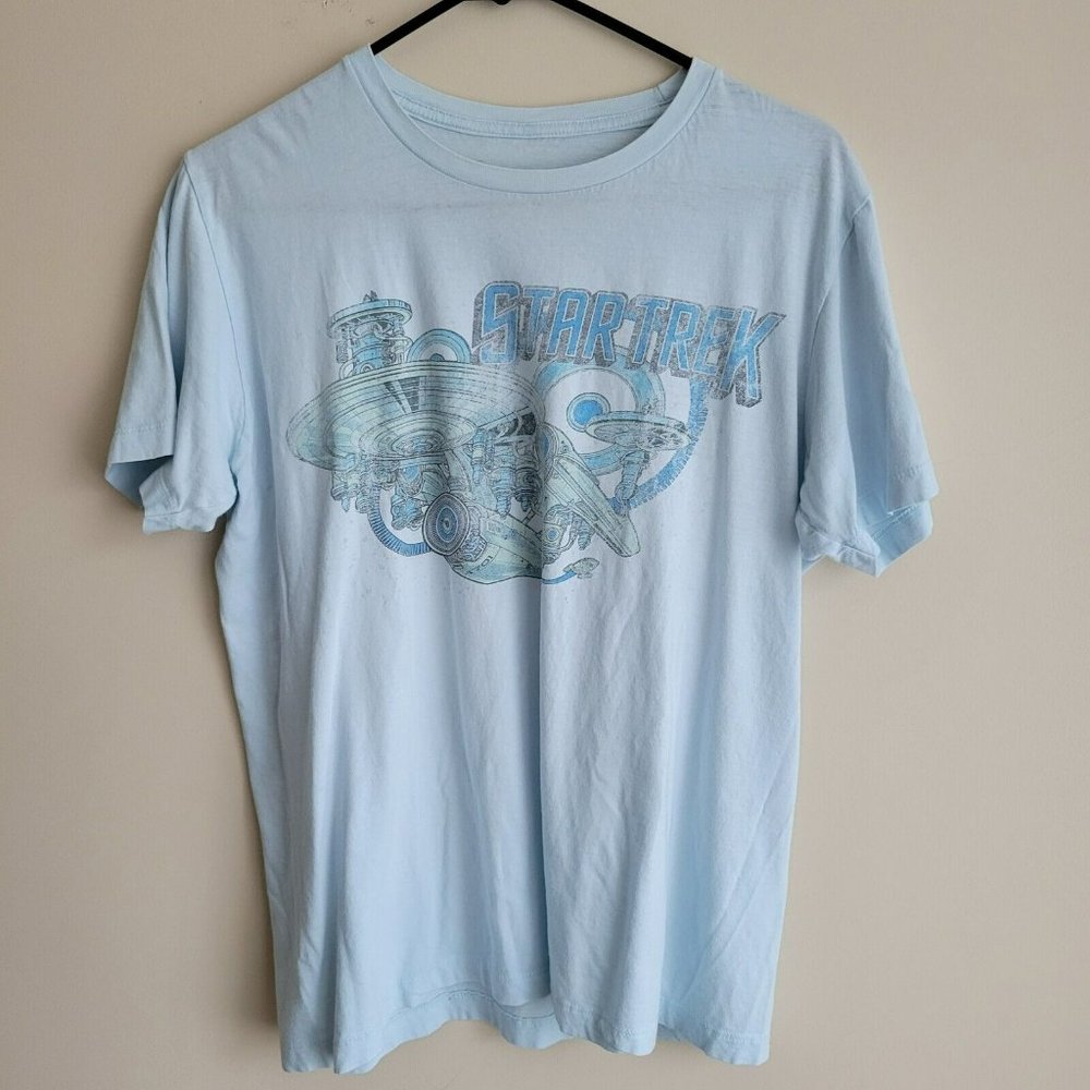2009 Star Trek Movie Paramount Promo Graphic T-Shirt Size L - Light Blue